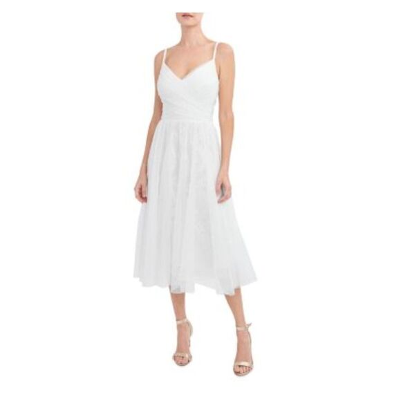 Women's Midi Dress with Tulle Overlay and Spaghetti Straps main image 1